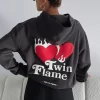 Twin Flame Oversized Charcoal Hoodie